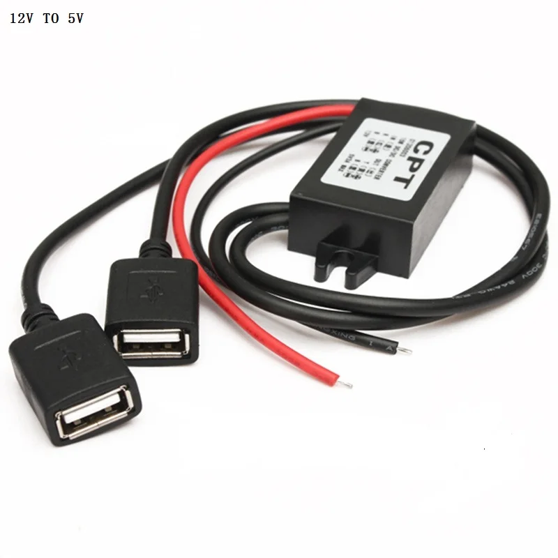 Hot Sale DC12V To 5V 3A Dual USB Power Charger Adapter Converter Cable Connector font b
