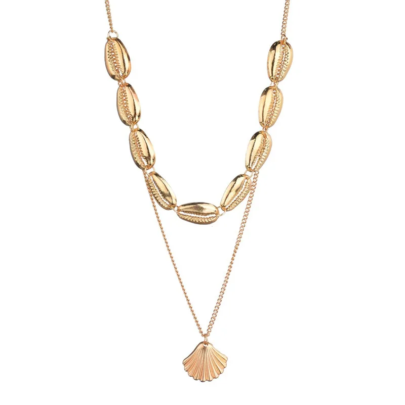 

Simple Multi- layer Shell Necklace Pendant For Women Rope Natural Shell Choker Statement Neckalce Jewelry Wedding Bride Gift