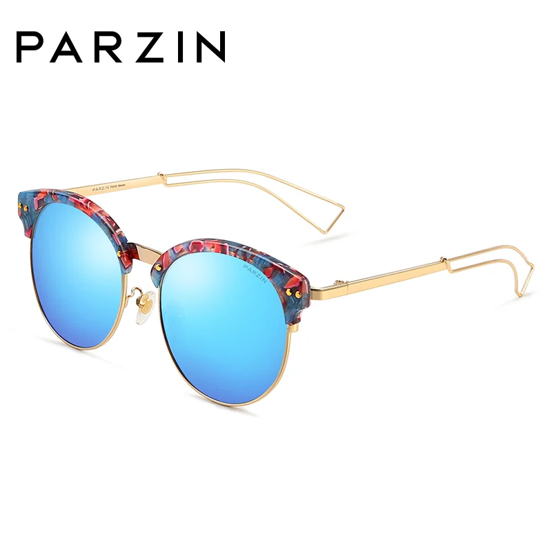 Blau rosa Floral Für Polarisierte Marke Retro schwarzes Hohl Bunte Bein Runde Hochwertige Glasses9660 Rahmen silber Sommer Parzin Sonnenbrille Fahrer Gläser aSqnU