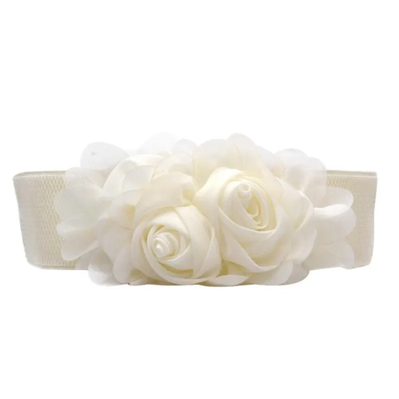 Elastic Waistband Chiffon Roses Leisure Strap Dress Accessory Belts for women men Fashion Accessory 40FE0512