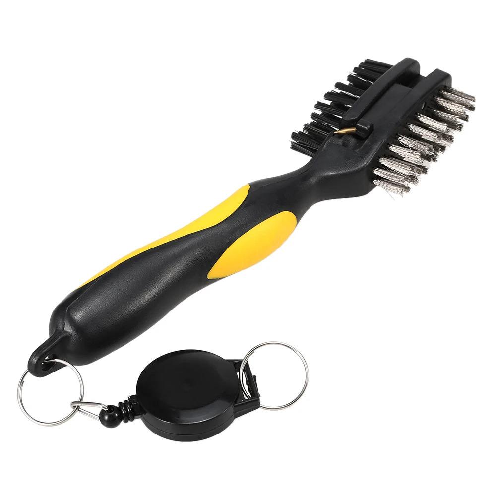 

Multi-Functional Golf Brush Club Groove Cleaner with Zip-line Key Ring Double Side Golf Cleaning Tool Golf Accessories