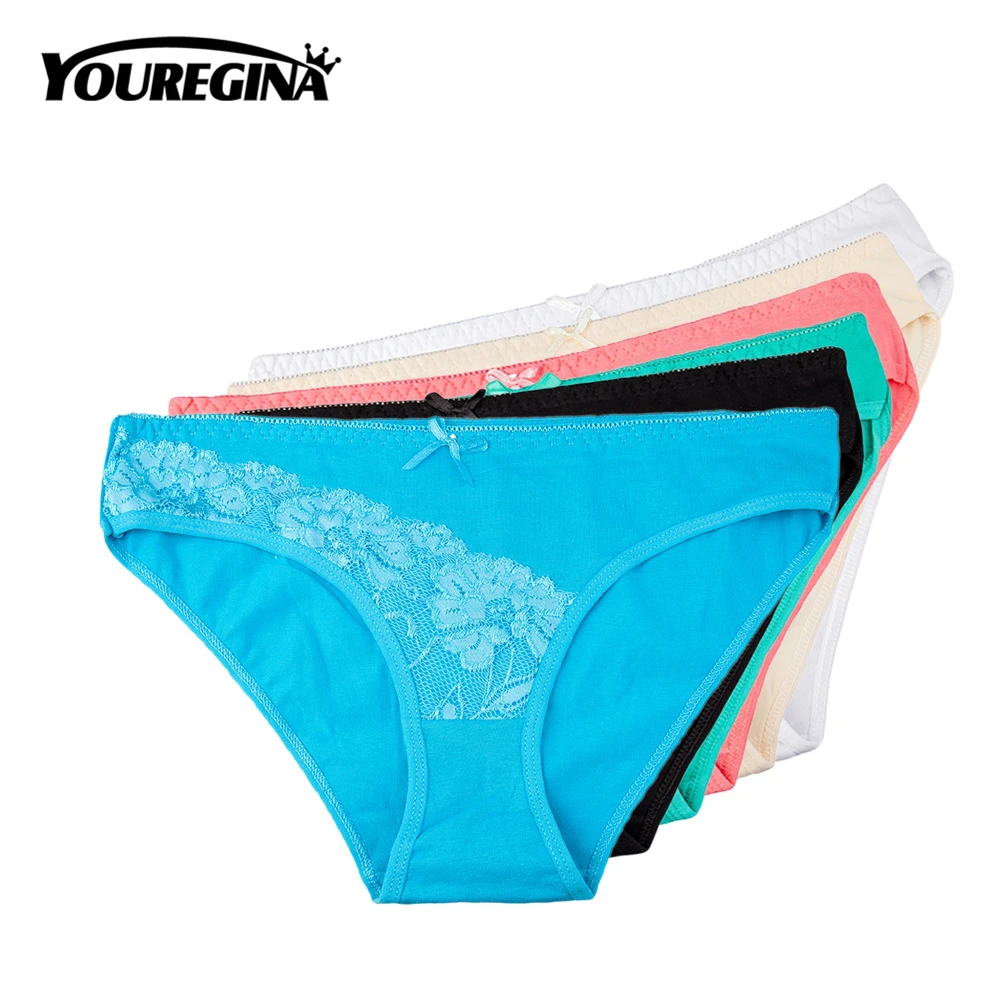 YOUREGINA Women's Briefs Sexy Cotton Panties Female Lace Patchwork