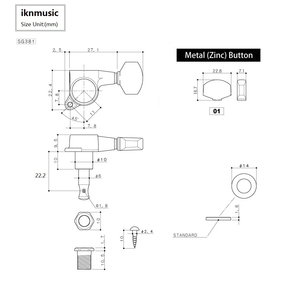 Оригинальный GOTOH SG381 01 электрогитарная машина головки тюнеры Тюнинг колышки