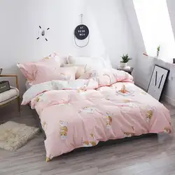 2019 милые светлые кошки розовый мультфильм кровать мягкий хлопок постельное белье Твин Королева ковровое покрытие набор покрывало