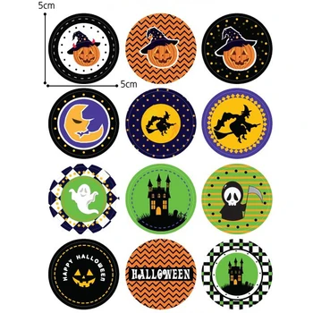

5cm Mixed Halloween Patern Paper Gift Stickers 120pcs/lot Round Cake Sticker Labels Packaging Box Sealing Stickers Z153