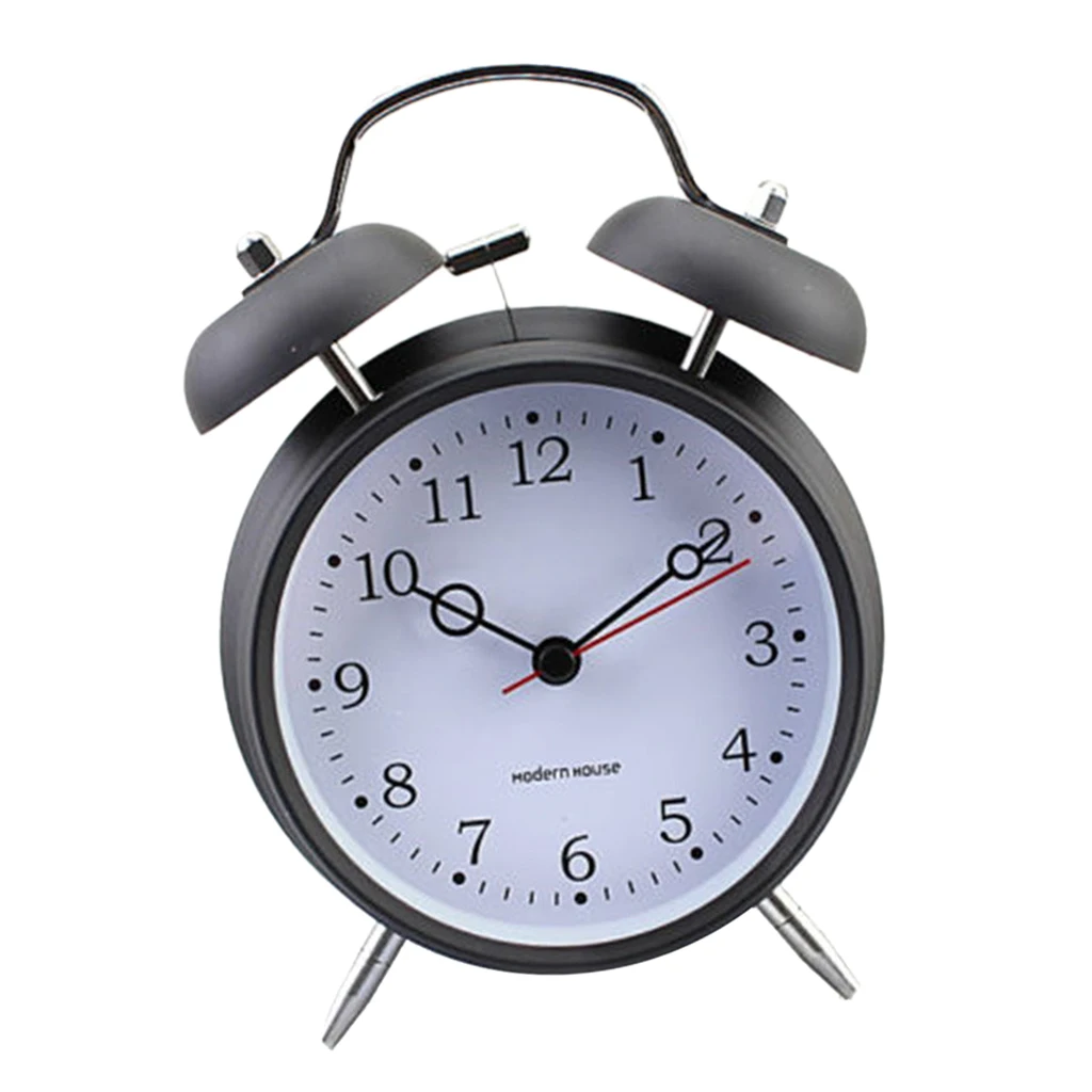 Classic Retro Twin Bell Silent Non-ticking Sweep Quartz Movement Loud Alarm Clock with Night Light for Bedroom Bedside Office