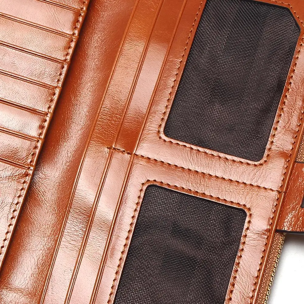 2020 New Fashion Women Oil Wax Wallets Female Genuine Leather Womens Wallet Zipper Design Women's Purse Ladies Long Phone Holder 2020 New Fashion Women Oil Wax Wallets Female Genuine Leather Womens Wallet Zipper Design Women's Purse Ladies Long Phone Holder