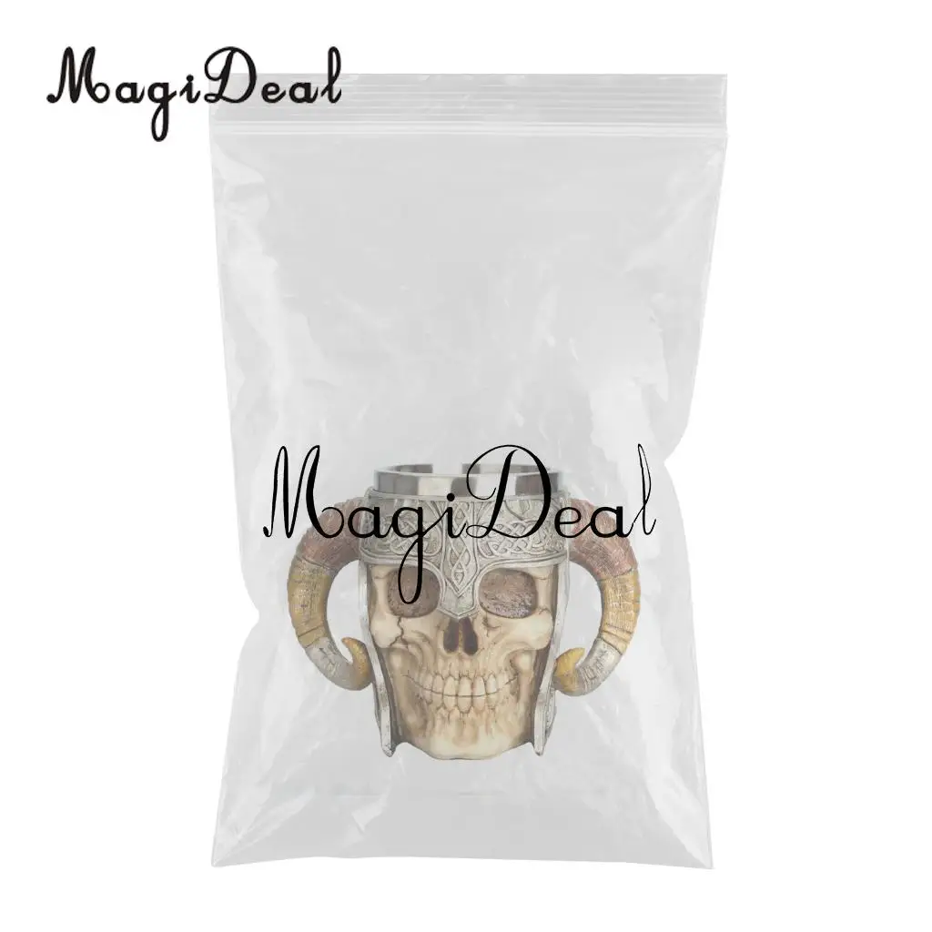 NEW 3D Stainless Steel Resin Skull Mugs Beer Coffee Cups,Home Decor,Viking Warrior Party Gift for Man,18oz/550ml