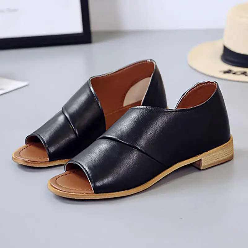 

Women sandals 2019 new arrival low heel sandals women outer empty bag with women shoes solid color casual shoes woman plus size