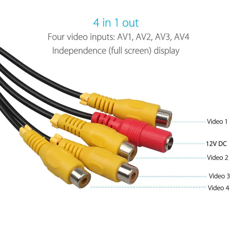 Eyoyo 7 Inch HD 4 Split Quad Video Display 4CH AV Input TFT LCD Car Rear View Monitor Free shipping