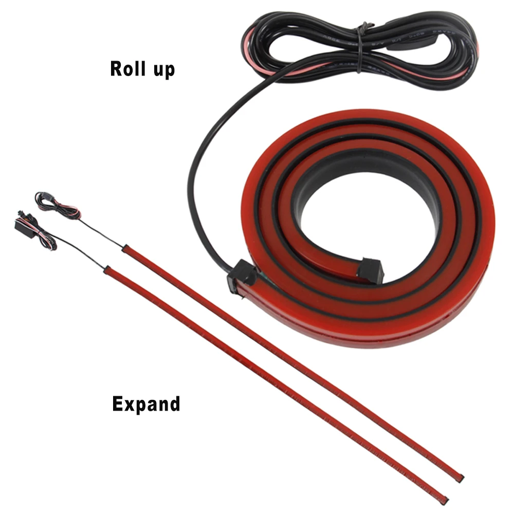 

12V Car LED Strip Brake Lights 90cm Rear Tail Warning Light High Mount Stop Lamp Flow Waterproof Auto Day Interior Accessories