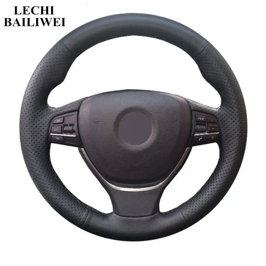buy Hand Stitched Black Artificial Leather Car Steering Wheel Cover for BMW 520i 528i 2012 2014 730Li 740Li 750Li F10