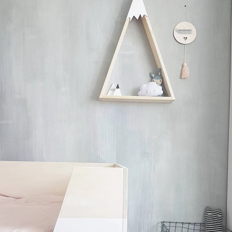 

2Pcs Nordic Style Hanging Wooden House Shelf Wall Mounted Creative Home Decoration Triple-cornered Racks Children House Room S