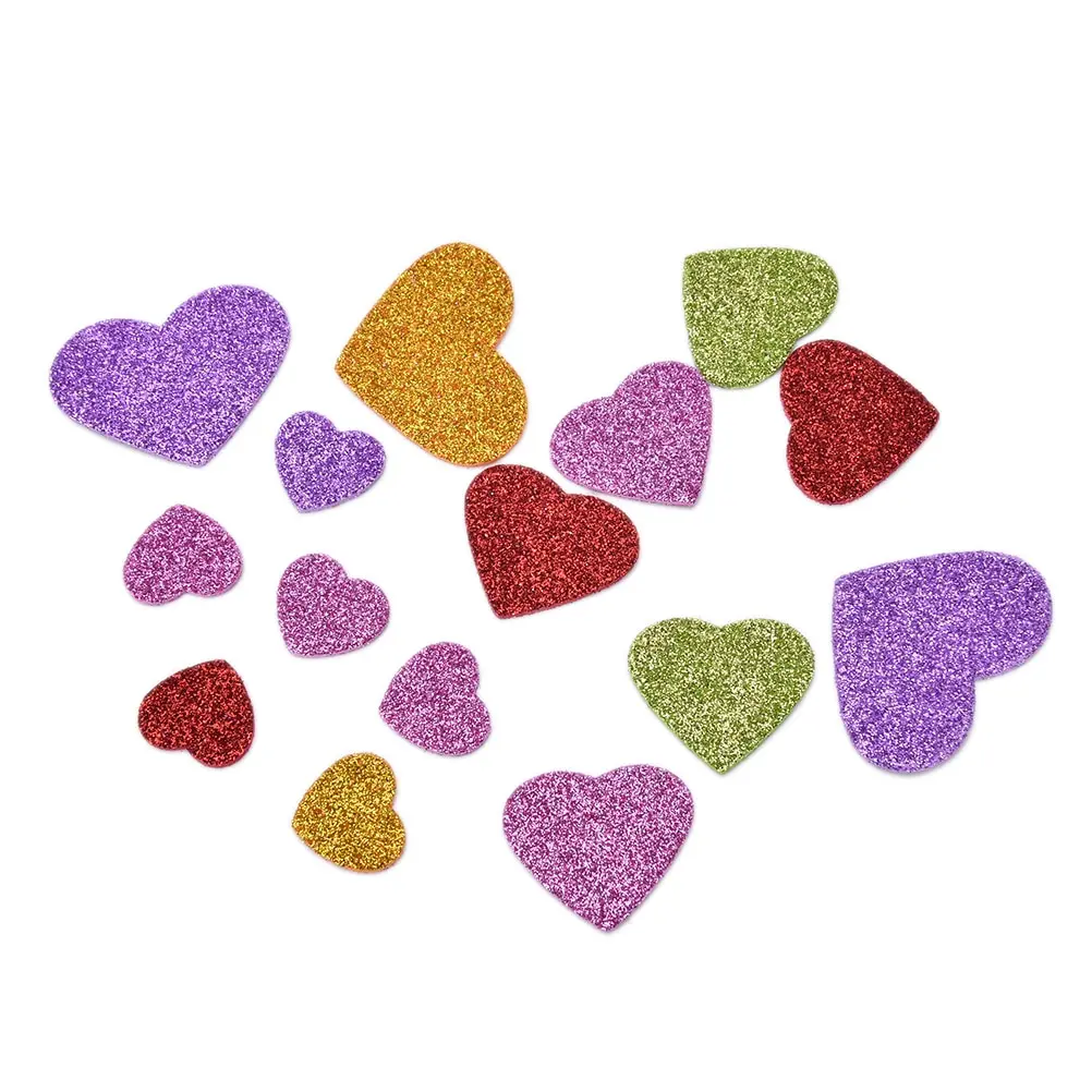 Mixed Size 45Pcs Colorful Heart Confetti glitter foam heart stickers ...