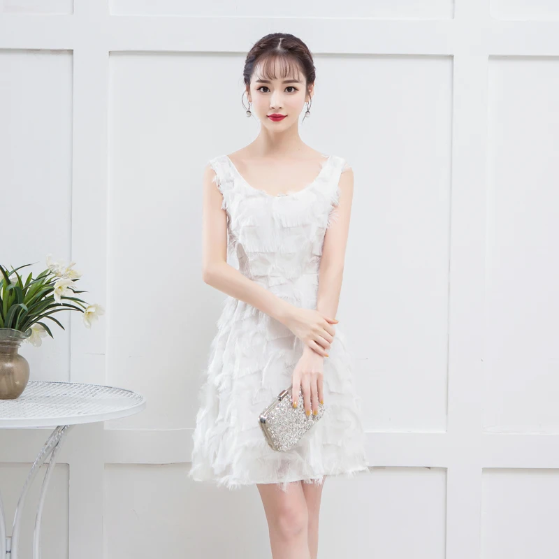 

Bridemaid Dress White Color Mini Dress Women Wedding Party Dress