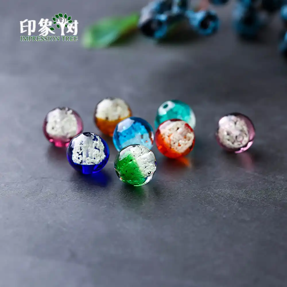 10pcs 12mm Red Round Foil Inside Lampwork Glass Loose Beads DIY Jewelry Finding