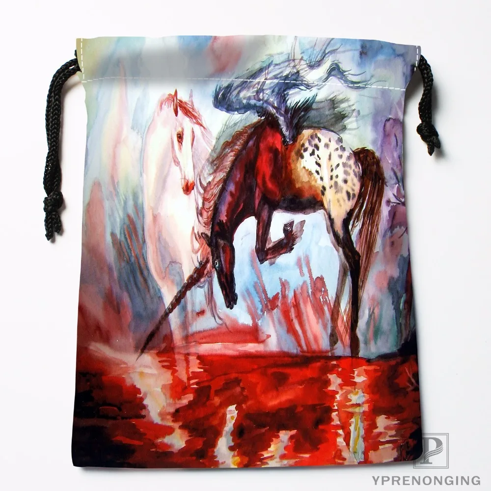 Custom Horse Drawstring Bags Printing Travel Storage Mini Pouch Swim Hiking Toy Bag Size 18x22cm#180412-11-79
