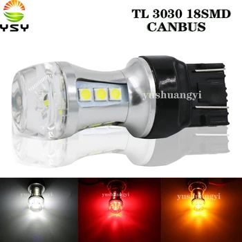 

YSY 100X P21W W21W LED Bulb T20 S25 18SMD 3030 Chip Car LED Back-Up Reverse Lamp Turn Signal DRL Light Bulbs With Lens White