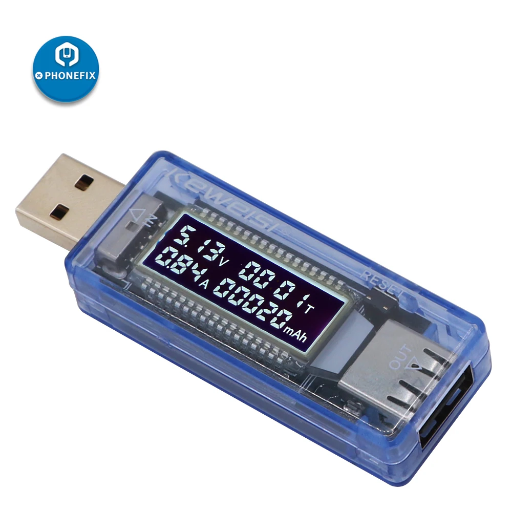 PHONEFIX KWS-V21 USB тестер Мини мультиметр для чтения Вольт Ампер мАч с ЖК-дисплеем проверка состояния зарядки зарядное устройство детектор