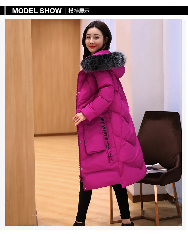 Jacket Womens Winter Long Cotton Padded Jacket Elegant Fur Collar Hooded Coats For Female 2018 New Plus Size Loose Overcoats LZ960 (19)
