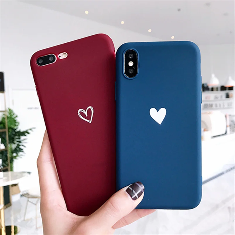 

Luxury Soft TPU Matte Phone Case For Apple iPhone 6 6s 7 8 Plus X XR Cover For iPhone 6plus XS Max Heart Funda For iPhone 7 Case