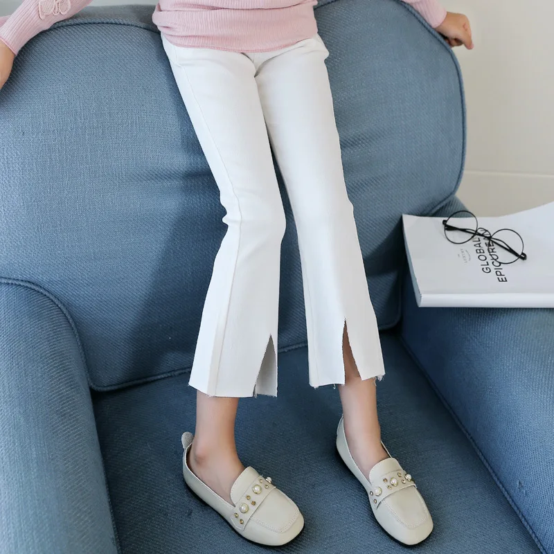 children's clothing girl bell bottoms long pants 2017 autumn new zipper style slim baby leggings