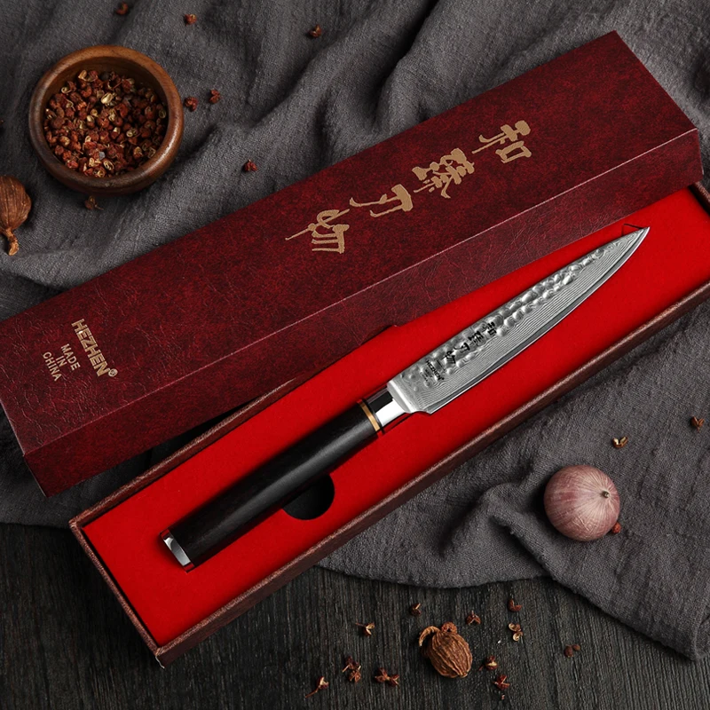  HEZHEN 5 inch Utility Knife VG10 Kitchen Knives Japanese Style Slicing Fruit Knives Damascus Steel  - 32941030065