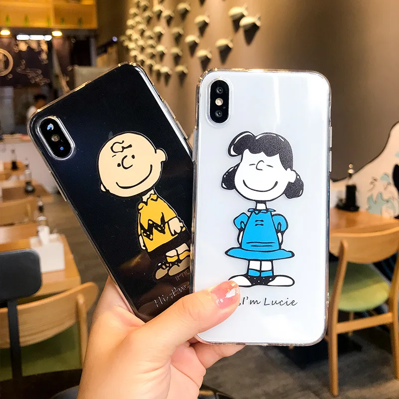 

Kawaii anime Cartoon Snoopys Brown Cute Phone Case For coque iPhone 7 7 Puls 6S 8 Plus case silicon for iphone cover X XR Xs max
