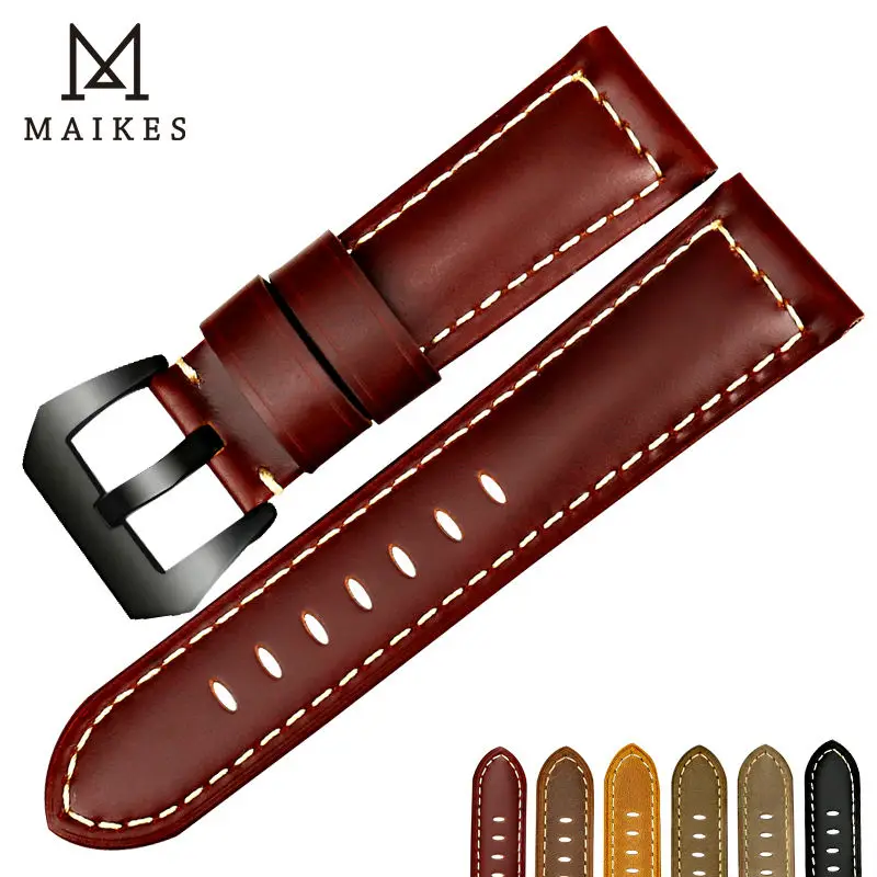 MAIKES New samsung gear s3 strap watch bracelet Genuine leather watch band 22mm 24mm 26mm garmin