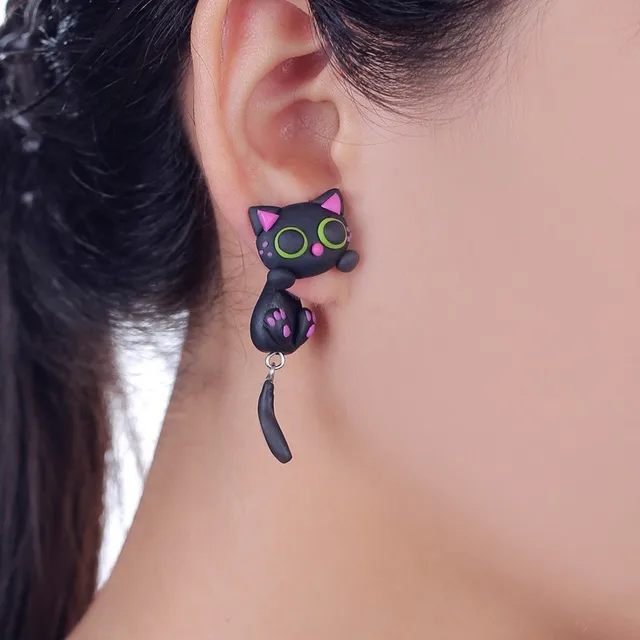 Aliexpress W Aoe New Design Handmade Purple Ear Cute Cat W Aoe New Design Handmade Purple Ear Cute Cat Stud Earring Fashion Jewelry Polymer Clay