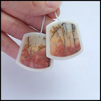 

Natural White jade Multi-Color Picasso Jasper womem fashion Earrings,Semiprecious stone earring,33x4mm,17.09g