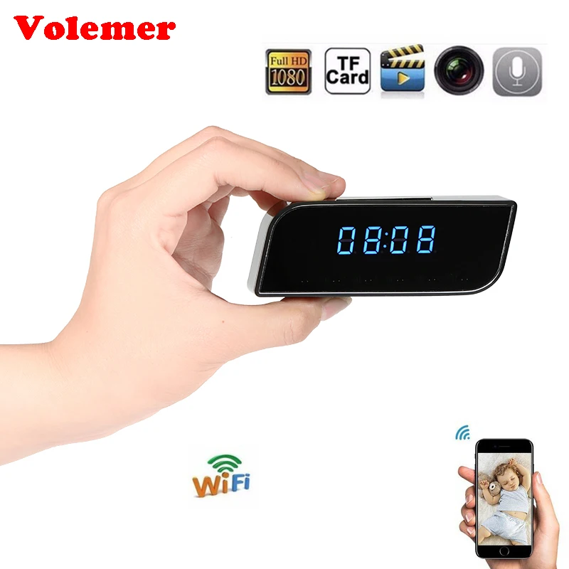 

Volemer Mini Camera Clock HD 1280x720 Night Vision Camcorder Wireless WiFi Mini DV DVR Video Recorder Camcorder Alarm Clock kame