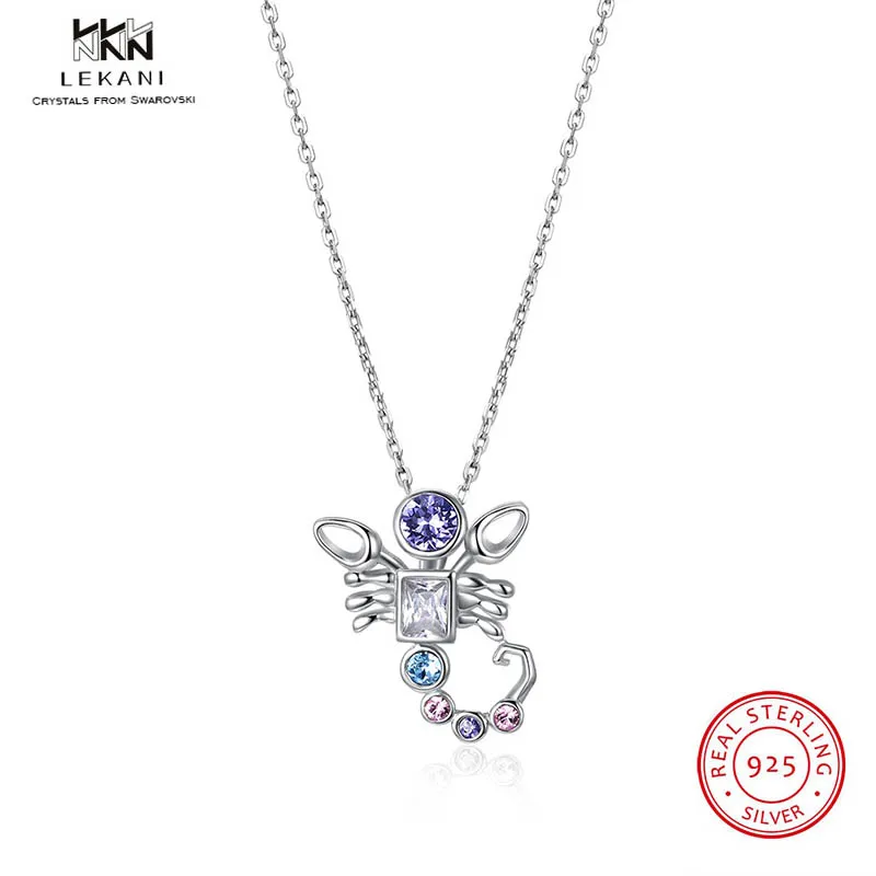 

LEKANI Crystals From Swarovski Necklace 925 Scorpio Pendant Necklace Female Necklace 12 constellations Women Necklaces Jewelry