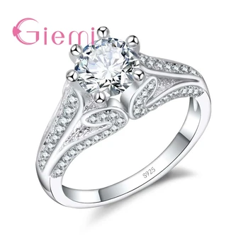 

Wedding Band Rings For Female Real 925 Sterling Silver Full Rhinestone Engagement Jewelry Accessories Femme Never Fade