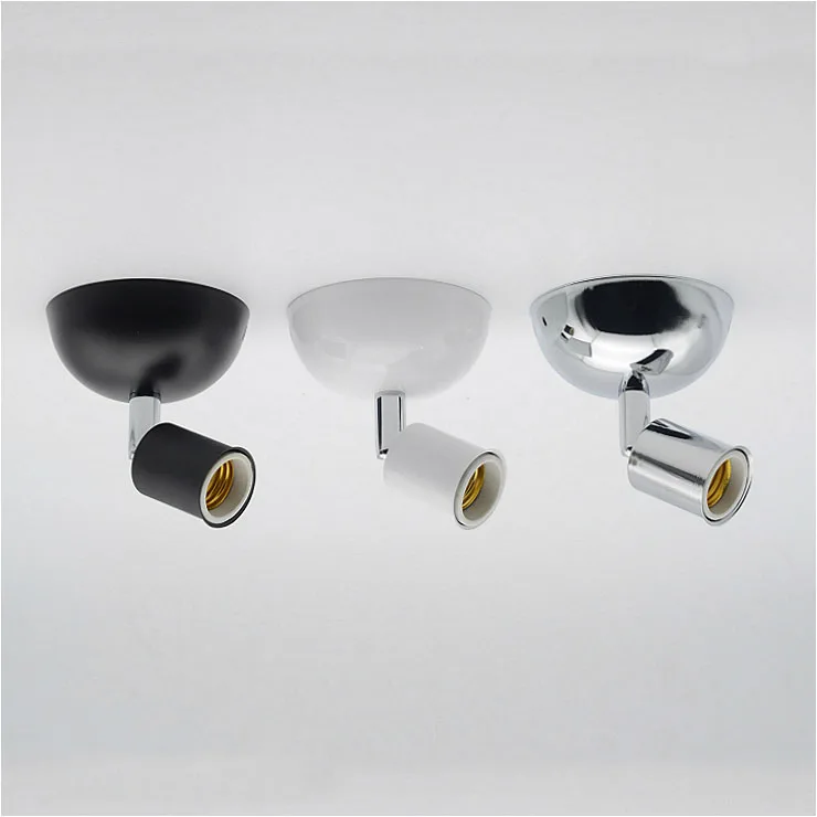 

Rotatable E27 Wall Socket Ceiling Wall Mounted Lamp Socket Round White Black Flame Spot Lamp Holder Edison Wall Sconce Lamp