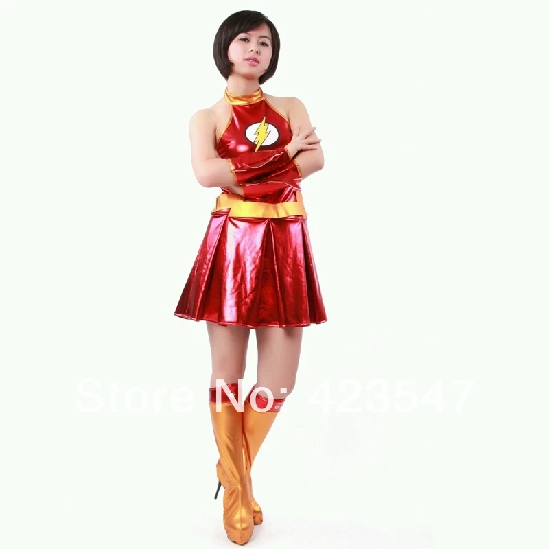 DC Comics The Flash red & yellow metal Superhero Costume Halloween Carnival costumes play