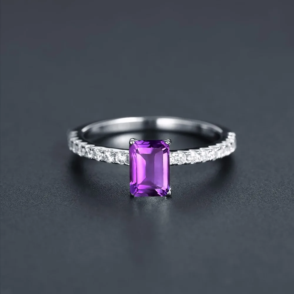 Gem's Ballet 1.03Ct кольцо с натуральным аметистом 925 пробы серебро сияющая огранка 5А драгоценный камень кольцо для женщин юбилей хорошее ювелирное изделие