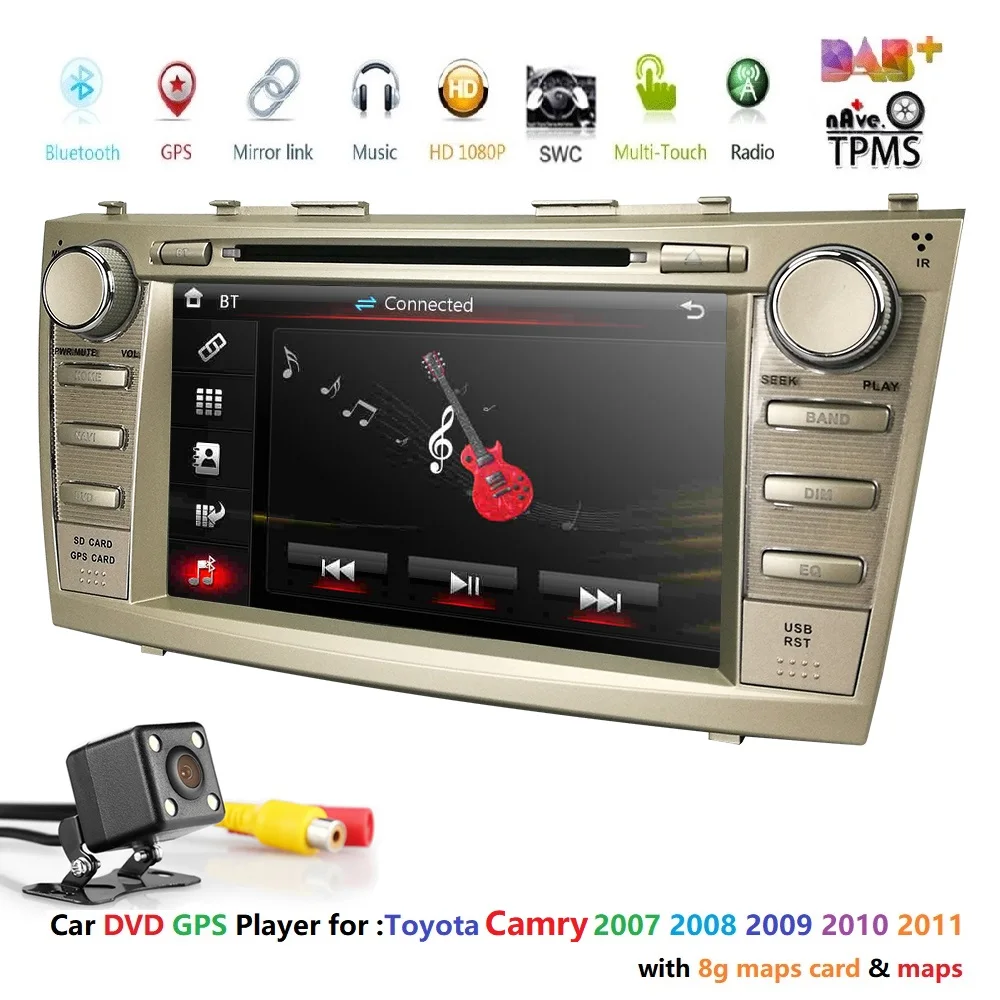 

For TOYOTA Camry 2007 2008 2009 2010 2011 8 inch Indash CAR DVD Player GPS Navigation Navi DAB+ TPMS Bluetooth HD Touch CAM MAP