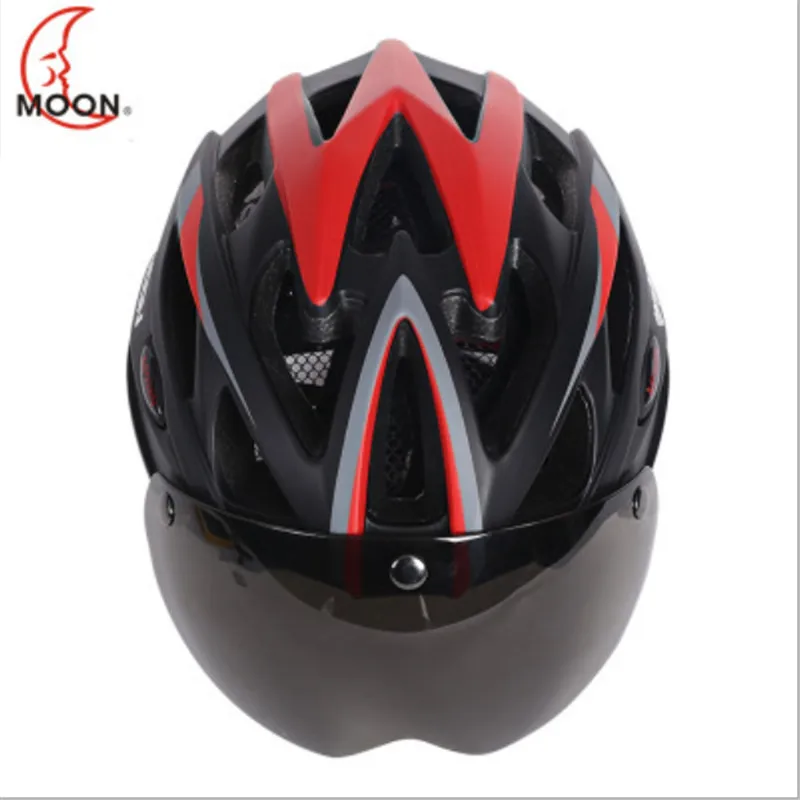 MOON унисекс дорожные велосипедные очки шлем Интегрированный EPS пена шлем для верховой езды с магнитными линзами велосипедный шлем mtb Casco Ciclismo A20 - Цвет: black red01
