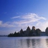 Buildings at the waterfront  Vilnius  Trakai  Lithuania Poster Print (18 x 7)