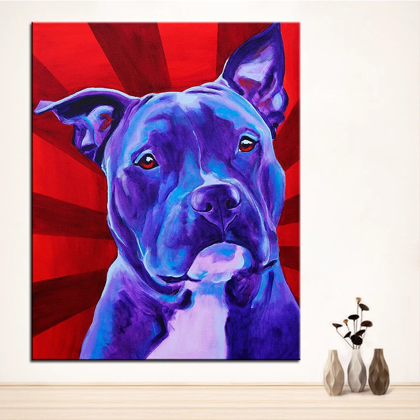 Large size Print Oil Painting pit bull shakti Wall painting Home