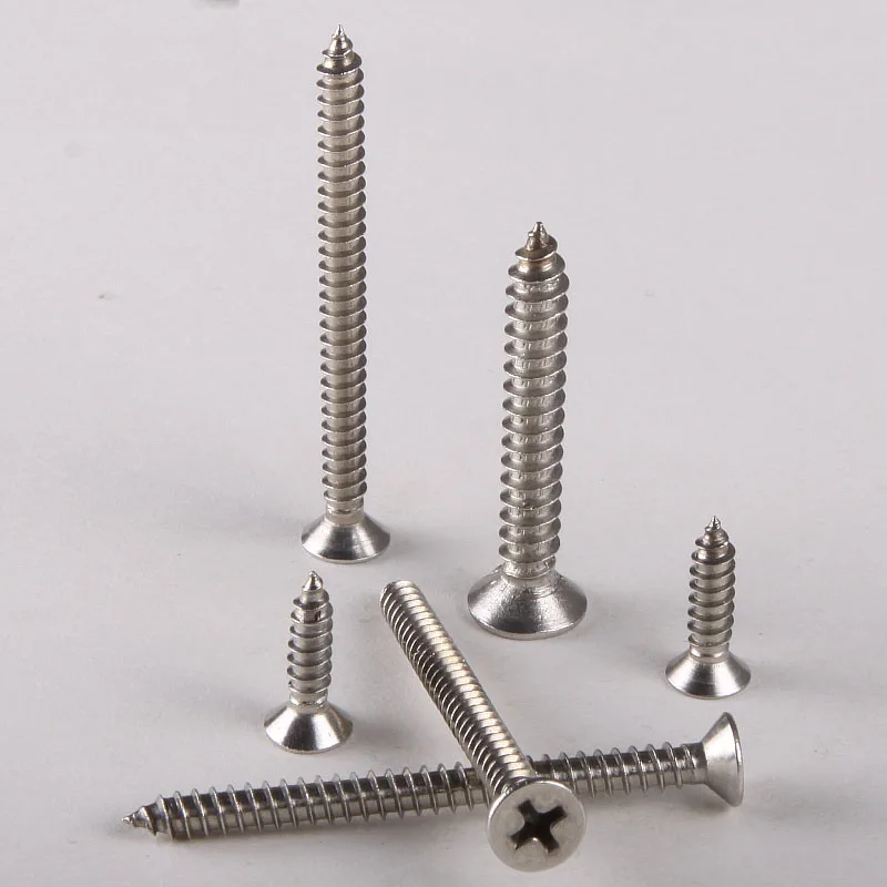 30PCS 304 Stainless Steel Countersunk Head Tapping Screw / Flat Head