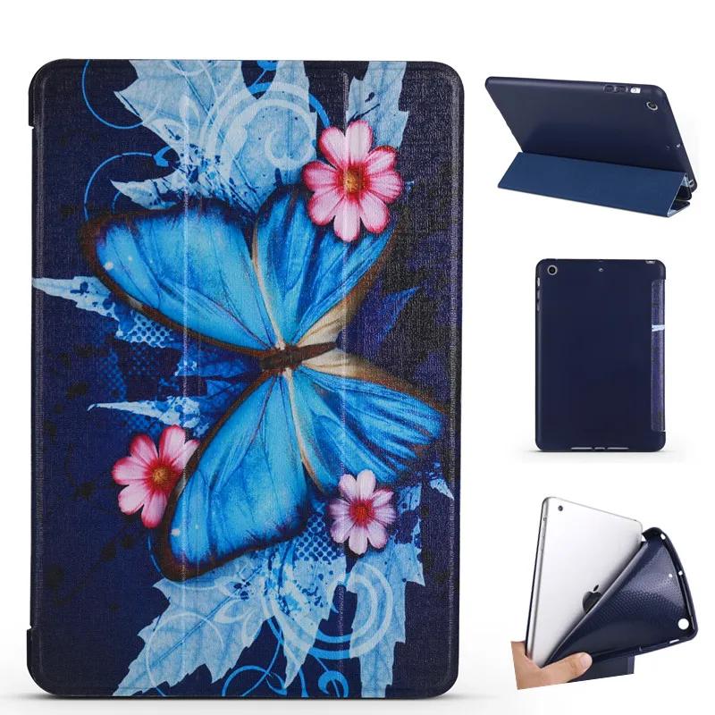 Мягкий чехол QUWIND с синей бабочкой для iPad Mini 1234 234 2017 2018 Air 1 2 Pro 9 7 10 5|Чехлы планшетов