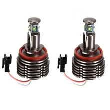 2 Pcs 40W H8 LED Angel Eyes Light 6500k H8 For BMW E60 E61 E63 E64 E70 E71 E72 E87 E89 Z4 E90 E91 E92