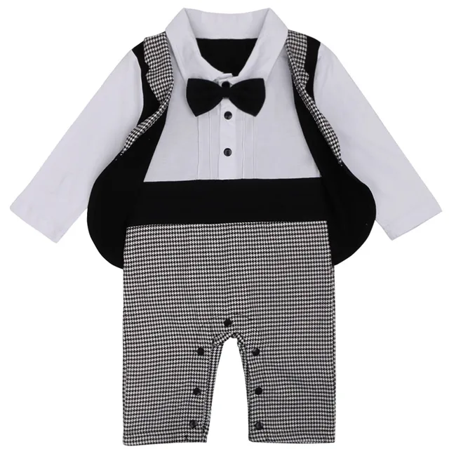 Newborn 2017 New Black&White Baby Boy Long Sleeve Gentleman Autumn