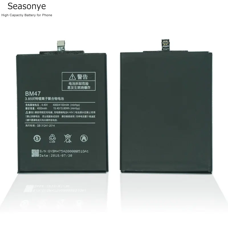 

Seasonye 1x 4000mAh / 15.4Wh BM47 / BM 47 Phone Replacement Li-Polymer Battery For Xiaomi Redmi Hongmi 3 3S 3 S 4X 3X 3 Pro