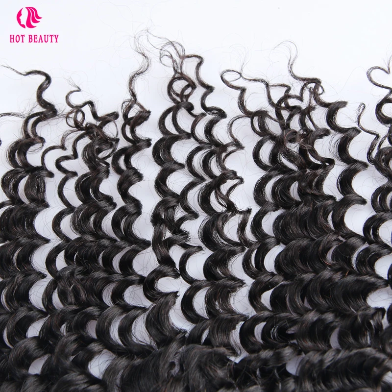 Hot Beauty Hair Pre Plucked Peruvian Deep Wave Lace Frontal 13*4 Ear To Ear Free Part Natural Color Remy Human Hair