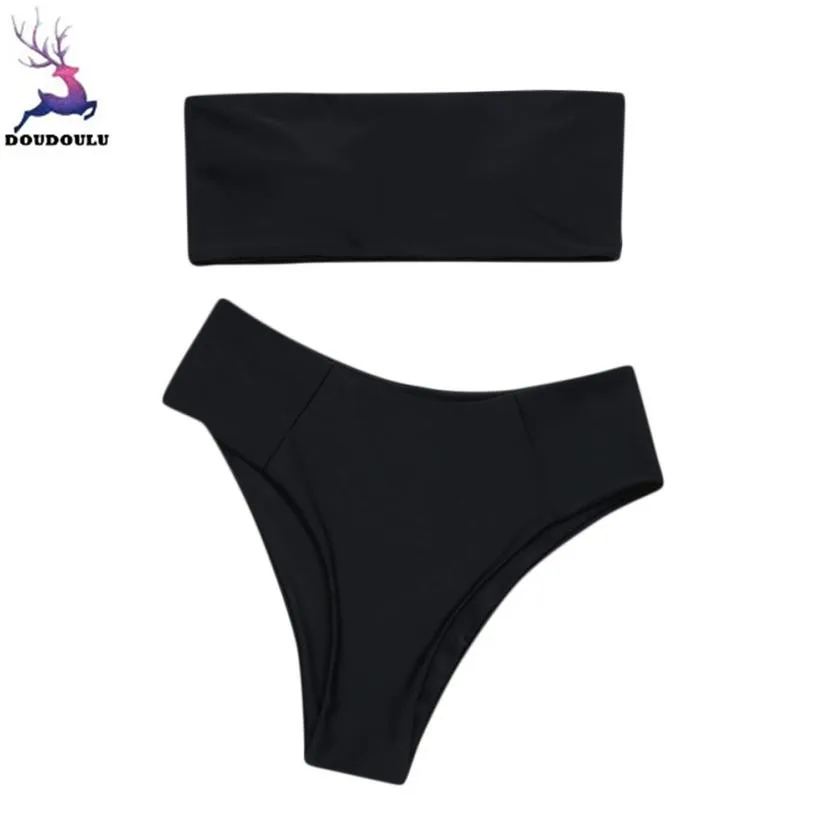 

DOUDOULU solid Off Shoulder biquini Padded Womens Laundry Underwear female Traje maillot Tankini badpakken vrouwen biquini #SS