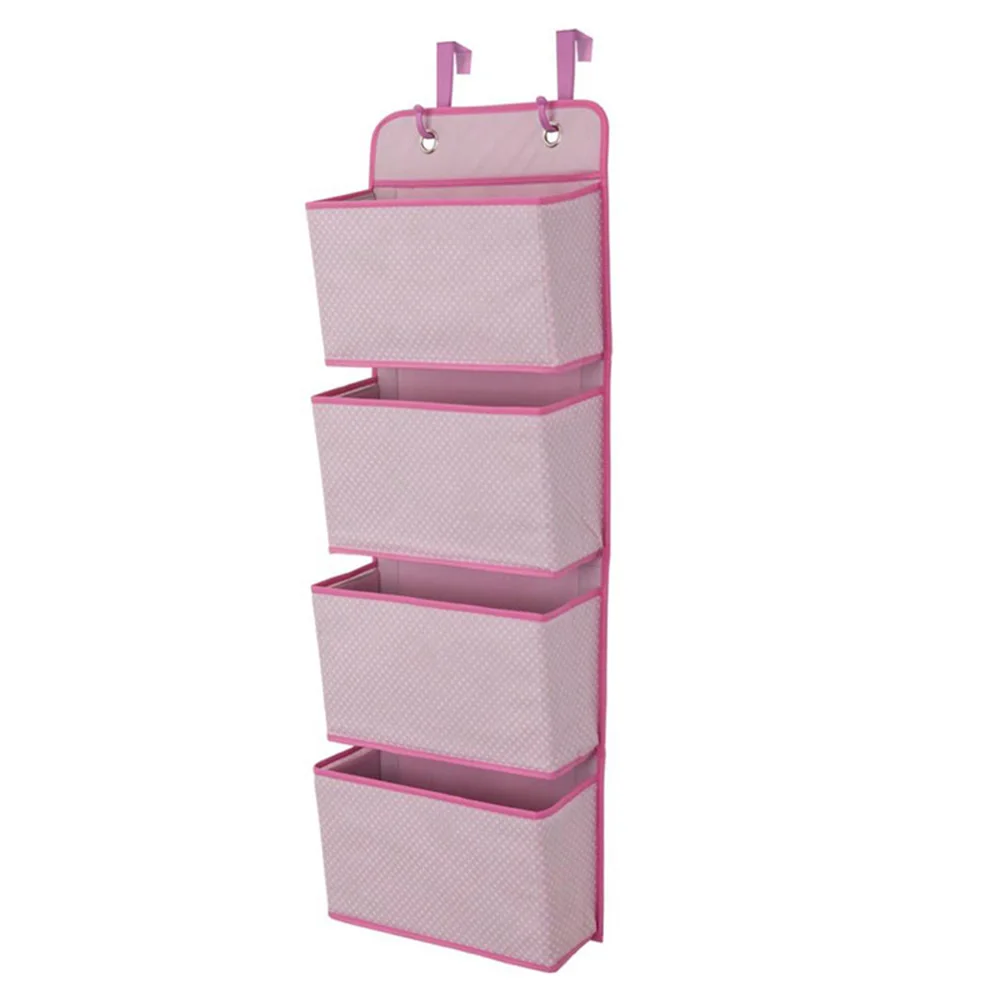 4 слоя настенный подвесной органайзер для дома, спальни, сумка для хранения, содержащий декор из игрушек, Карманный мешочек - Цвет: Pink