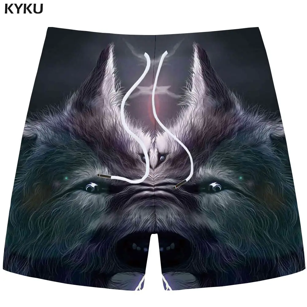 KYKU Wolf шорты мужские повседневные короткие брюки карго черные пляжные шорты с 3d принтом готические мужские шорты для фитнеса новые мужские летние шорты - Цвет: Mens Shorts 11